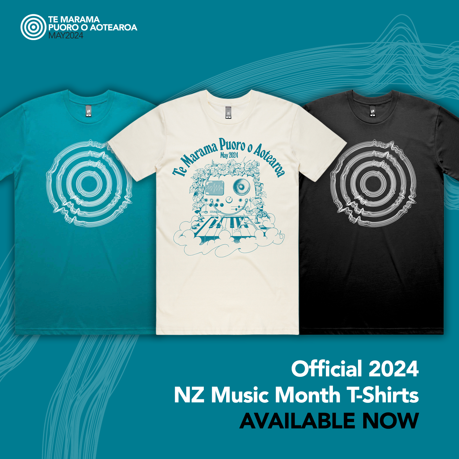 Official 2024 New Zealand Music Month T-Shirts – Available NOW!