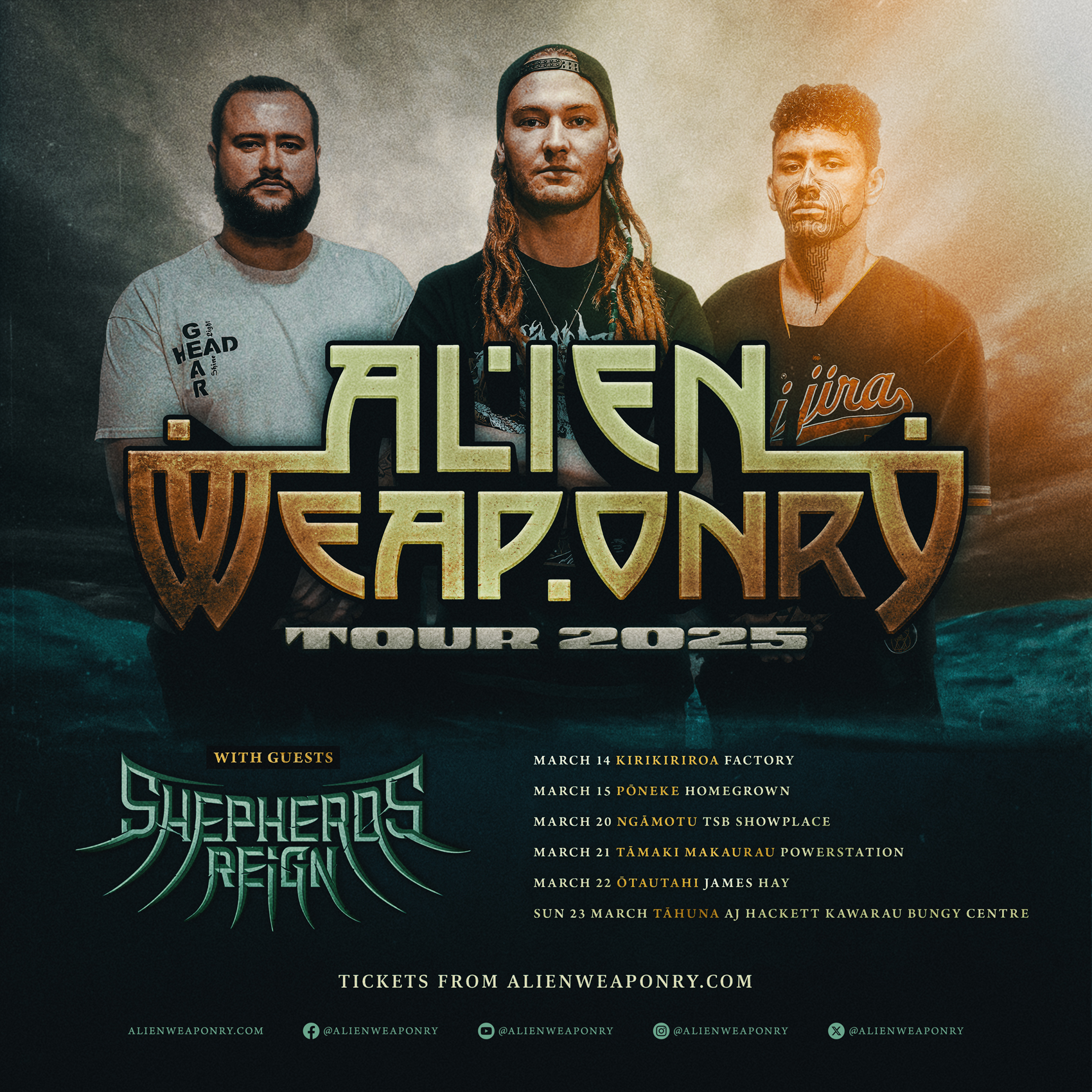 Alien Weaponry Announce Nationwide Tour March 2025 with Special Guests Shepherds Reign