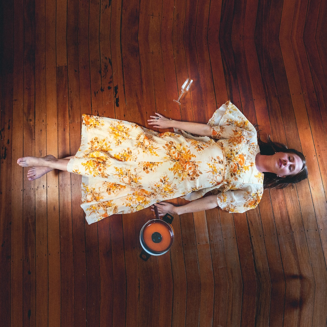 Fiona & The Glow Laying Down with eyes closed