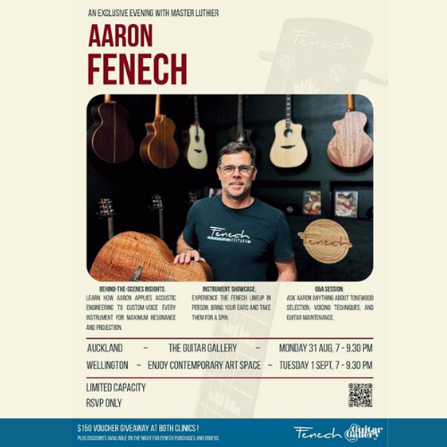 Master Luthier Aaron Fenech Presents an Exclusive FREE Showcase & Clinic Tour at The Guitar Gallery Auckland & Wellington